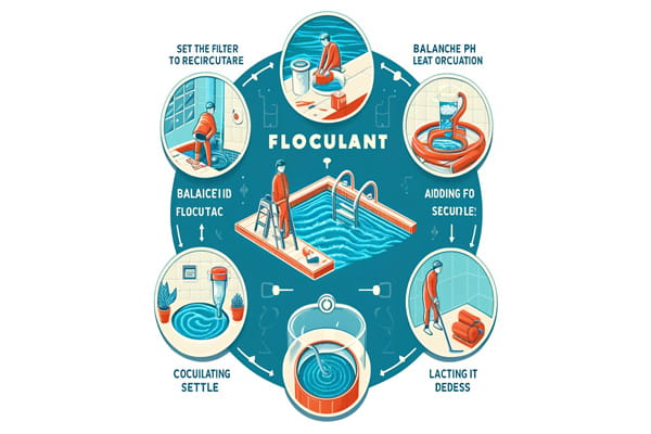 Steps for using swimming pool flocculants